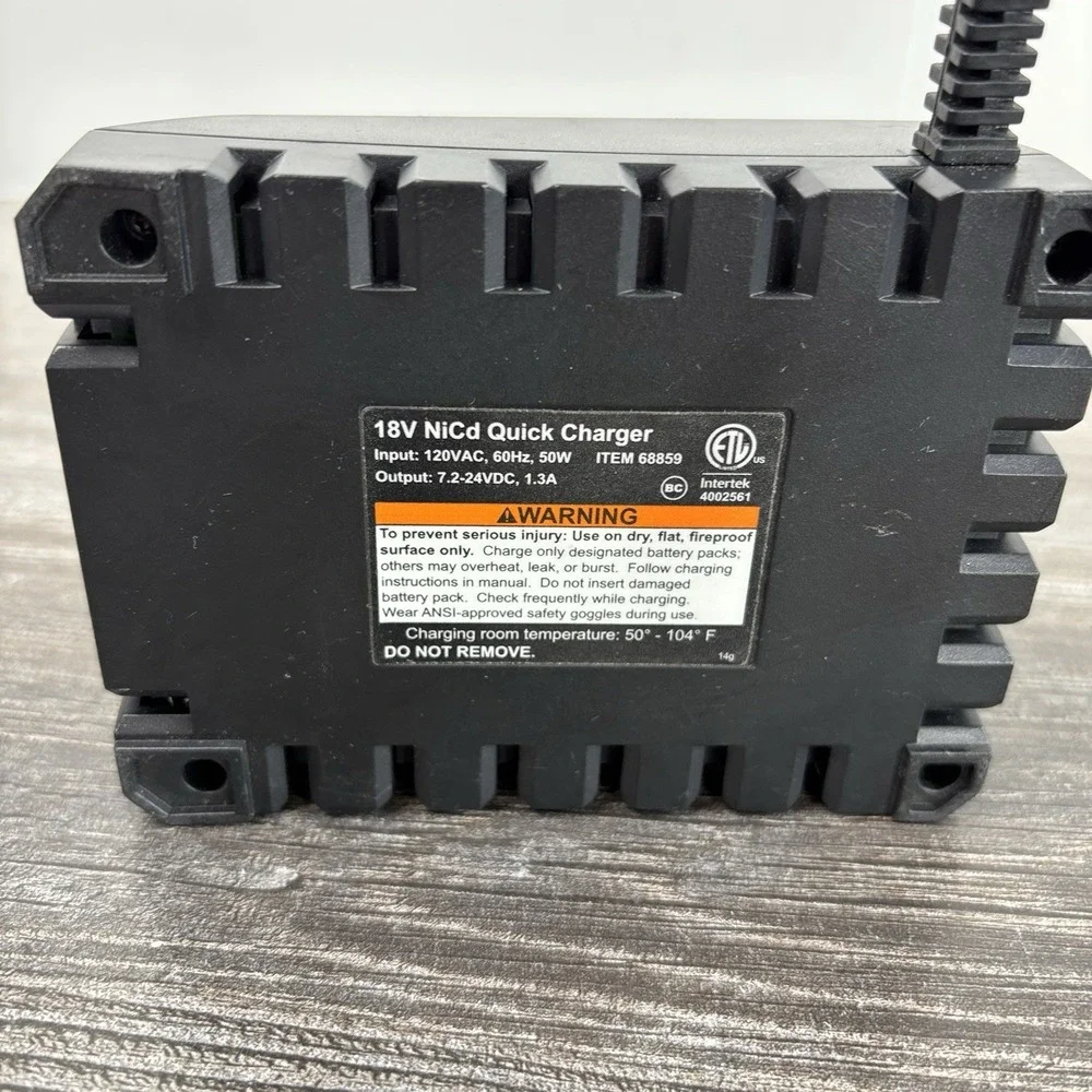Chicago Electric 68859 18V NiCd Battery Quick Charger OEM Genuine